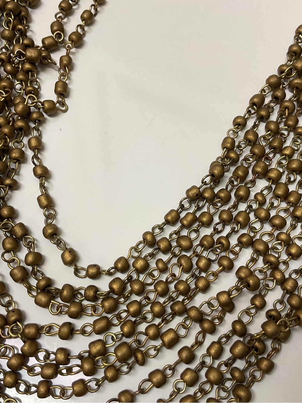 Multi-Strand Beaded Necklace - Brass colored